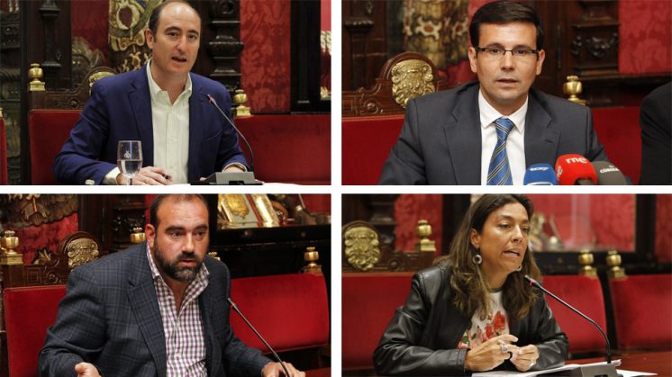 Los cuatro portavoces de la Corporación de Granada, de izquierda a derecha y de arriba a abajo: García Montero (PP), Cuenca (PSOE), Puentedura (IU) y Olalla (UPyD)