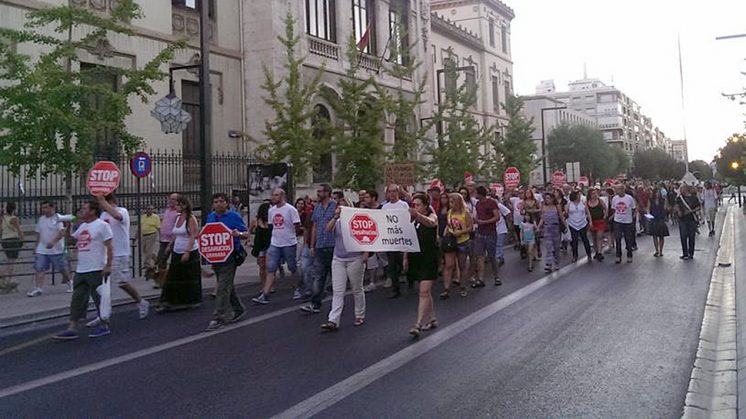 La manifestación recorrió las principales calles de Granada. Foto: Stop Desahucios Granada
