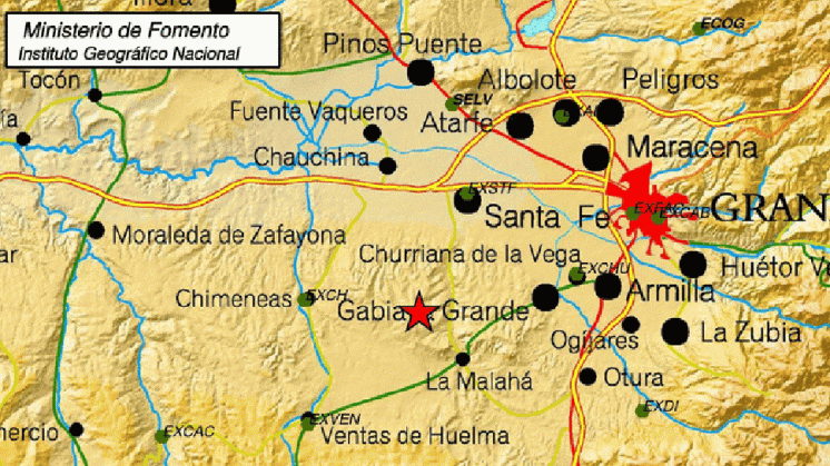 Localización del terremoto ocurrido en La Malahá. Foto: IGN.ES