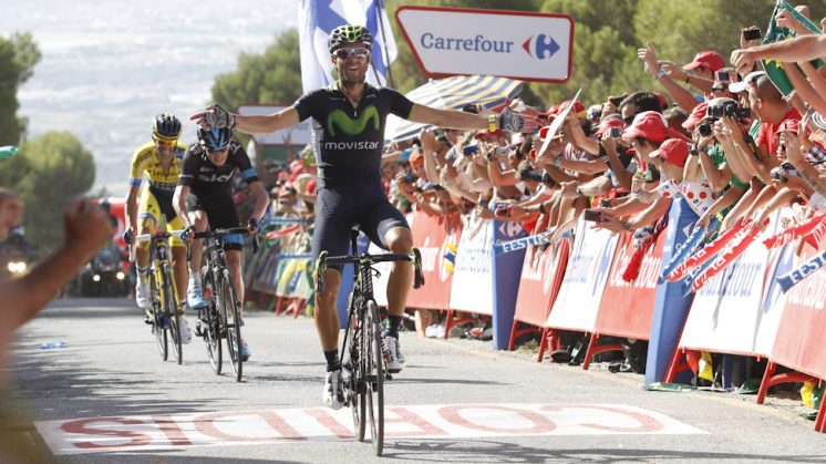 Alejandro Valverde en su llegada a la meta en La Zubia. Foto: Álex Cámara