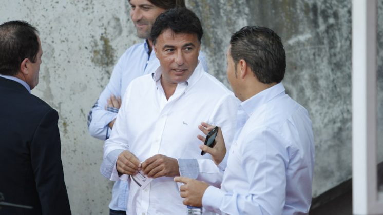 Quique Pina y Juan Carlos Cordero, antes de un partido del Granada CF. Foto: Álex Cámara