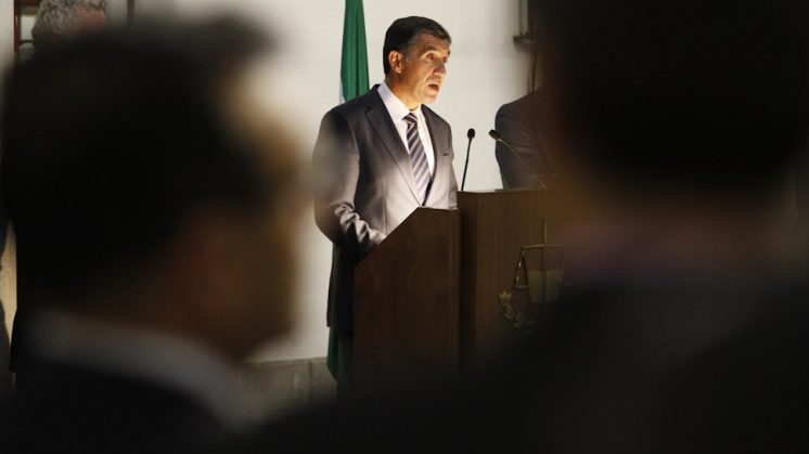 Lorenzo del Río durante su discurso ofrecido este jueves. Foto: Álex Cámara