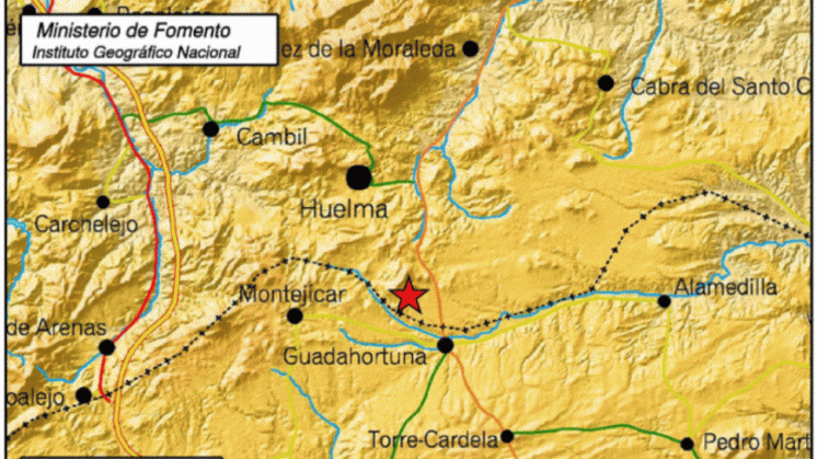 Imagen de la localización del movimiento sísmico. Gráfico: IGN
