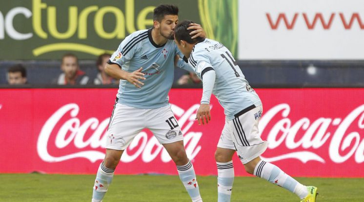 Orellana y Nolito celebran un gol con el Celta de Vigo. Foto: LFP