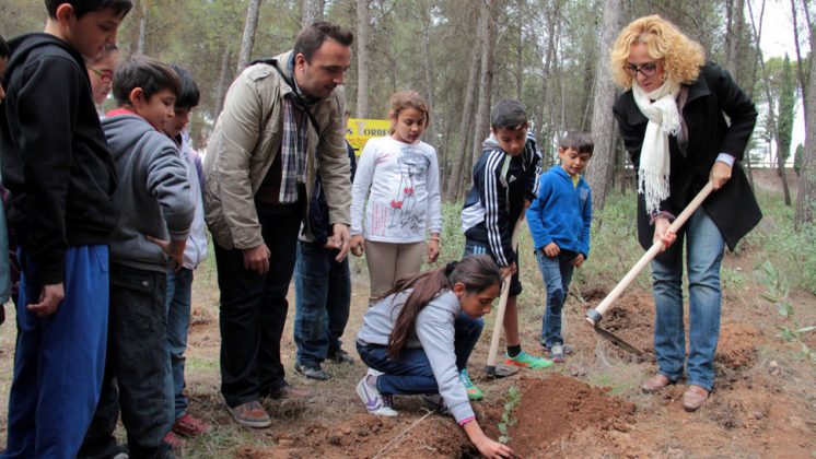 La reforestación participativa que se ha organizado desde el área de Familia y Bienestar de la Diputación de Granada. Foto: aG