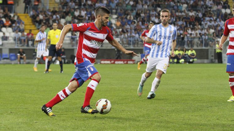 Fran Rico, durante el partido disputado ante el Málaga. Foto: Álex Cámara