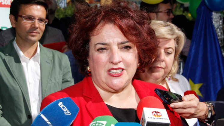 Teresa Jiménez, durante un acto político de las elecciones Europeas. Foto: Álex Cámara