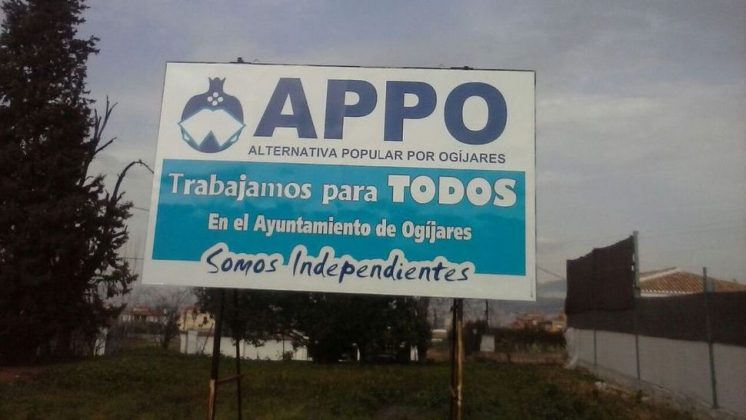 Uno de los carteles que APPO no ha retirado en Ogíjares. Foto: aG