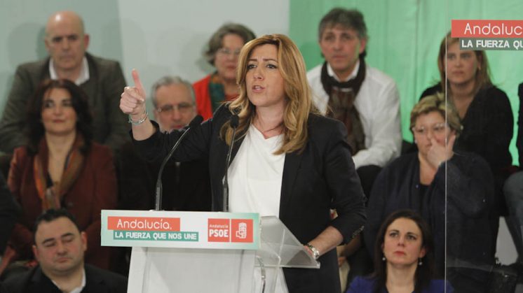 Susana Díaz, durante el mitin celebrado en Granada. Foto: Álex Cámara