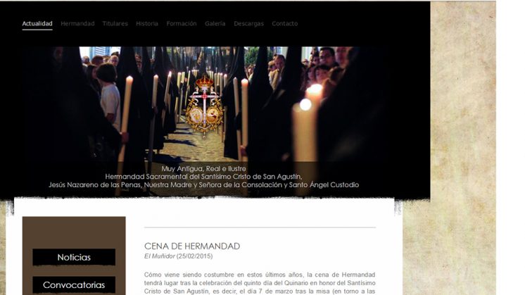Captura de la nueva web de la Hermandad de San Agustín. Foto: aG