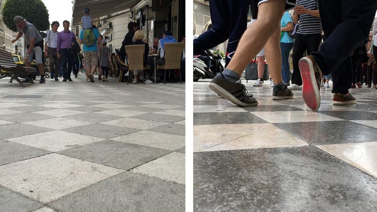 En la imagen de la izquierda el pavimento una vez tratado. En la de la derecha, cómo es sin tratamiento alguno. Foto: L.F.R.