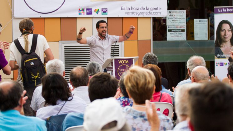 Sergio Pascual ha coreado el "¡Si se puede!" tras su discurso. Foto: aG.