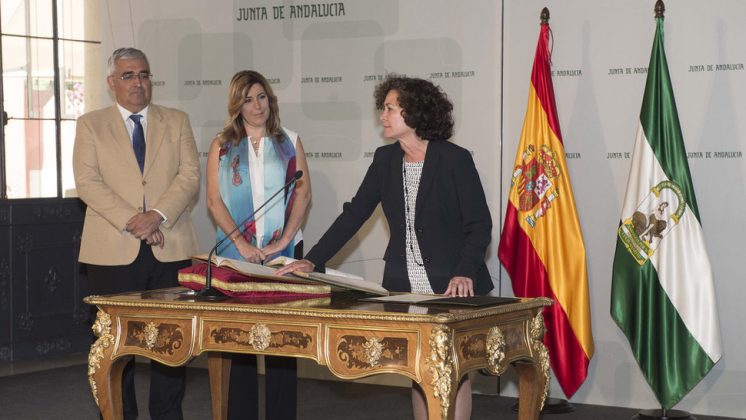 La rectora de la UGR durante el acto en el Palacio de San Telmo en Sevilla. Foto: UGR