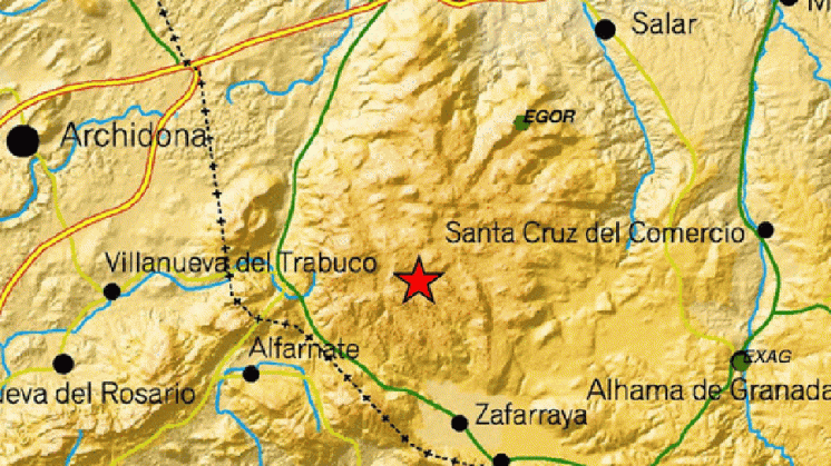 Lugar donde ha sido registrado el terremoto. Foto: IGN