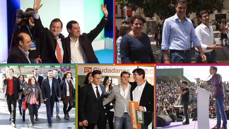 Los candidatos a presidentes del Gobierno de los principales partidos, salvo Podemos, ya han visitado Granada. Fotos: Álex Cámara