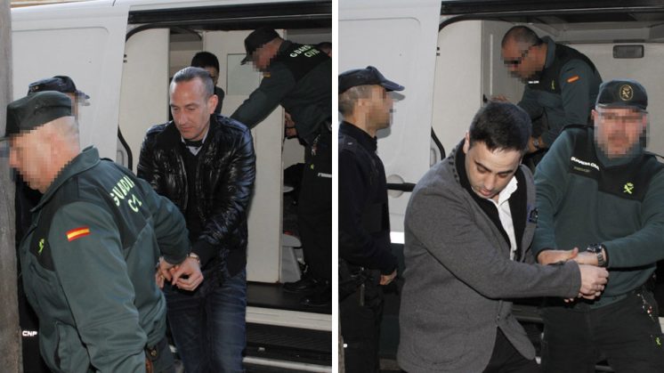 Los dos acusados, a su llegada a la sede judicial, donde se ha celebrado la vista oral. Fotos: Álex Cámara