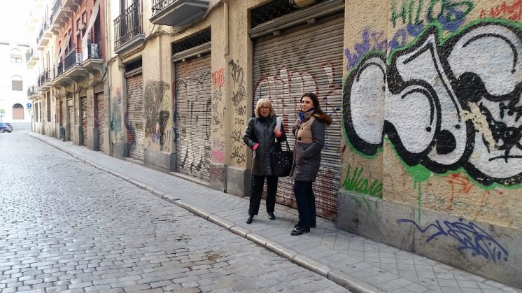 El PSOE Granada denuncia las pintadas en las calles paralelas a Gran Vía. Foto: aG