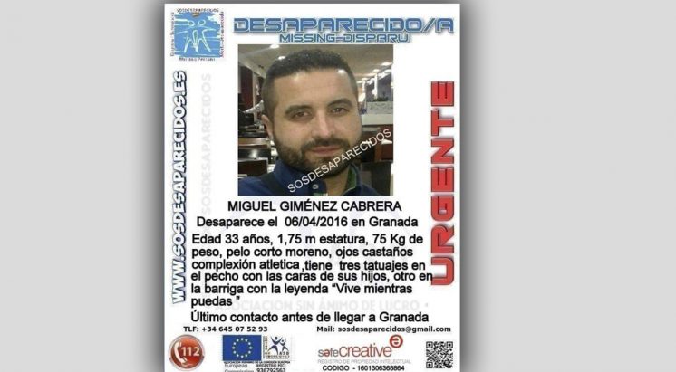 Miguel Giménez Cabrera lleva desaparecido desde el 6 de abril. Foto: Guardia Civil