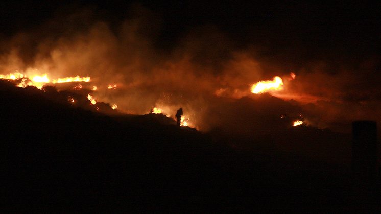 El fuego se originó sobre las 22.00 horas en la parte baja de 'El Piorno'. Foto: Luis F. Ruiz