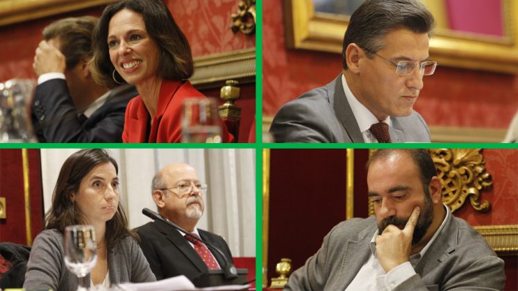 Los cuatro portavoces de la oposición durante el pleno de este viernes. Foto: Álex Cámara